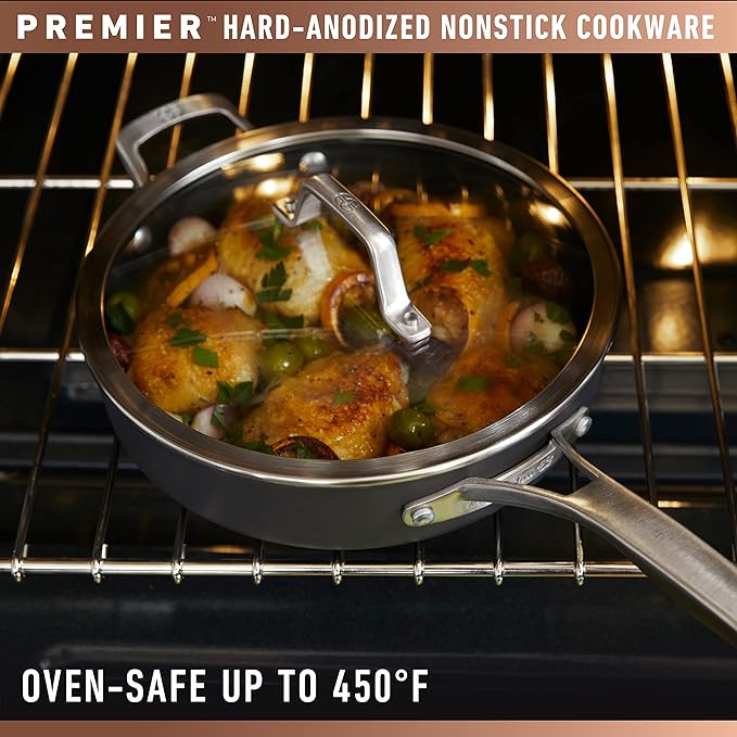 Calphalon Premier Space-Saving Nonstick Cookware Set, 13-inch, Stackable, Hard-Anodized Aluminum