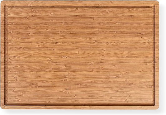 Bambüsi Bamboo Cutting Board (8" x 5") Small Carbonized Wooden Chopping Board with Juice Groove and Side Handles, 0.5" Thick Mini Food Prep and Serving Board