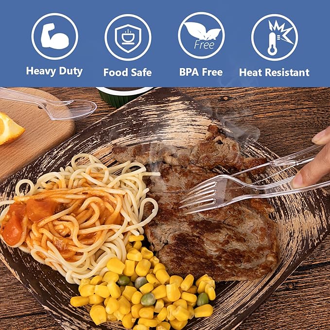 SACATR 3000 Count Plastic Silverware Heavy Duty - 1200 Forks, 1200 Spoons, 600 Disposable Knives, BPA-Free, Disposable Plastic Cutlery Set, Plasticware Suitable for Party Everyday Use