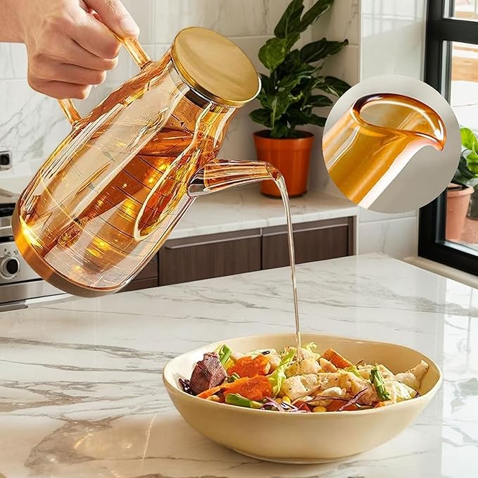 2025 Oil Dispenser Bottle with Drip Free Spout Food Grade Oil Vinegar Cooking Sprayer Kitchen Glass Container Bottles (1000 ML)