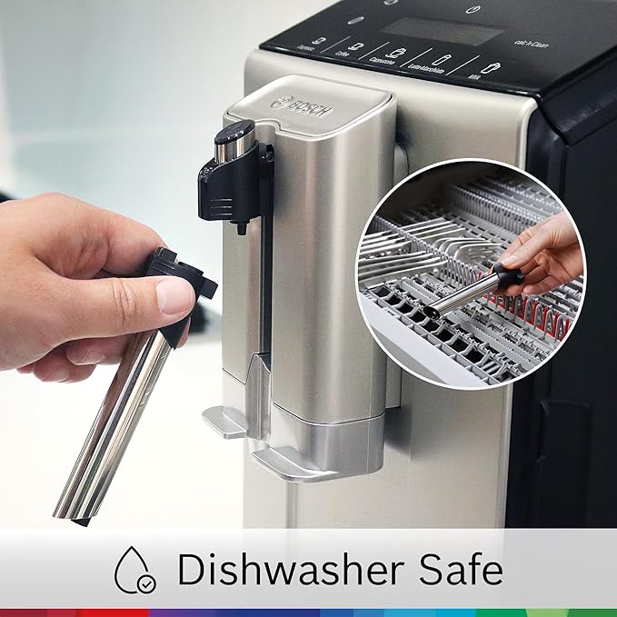 Bosch Fully Automatic Coffee and Espresso Machine - One-Touch Drinks, Barista Style, Double Cup Super Coffee Maker - Large Bean Capacity - Easy Clean, Maintenance - Black - TIU20307