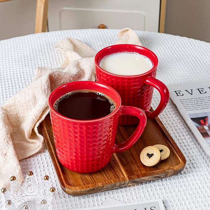 Large Coffee Mug, 20 oz Ceramic Coffee Cup with Handle, Porcelain Big Tea Cup for Office and Home, for Latte Cocoa Dishwasher & Microwave Safe, 1PC, Red