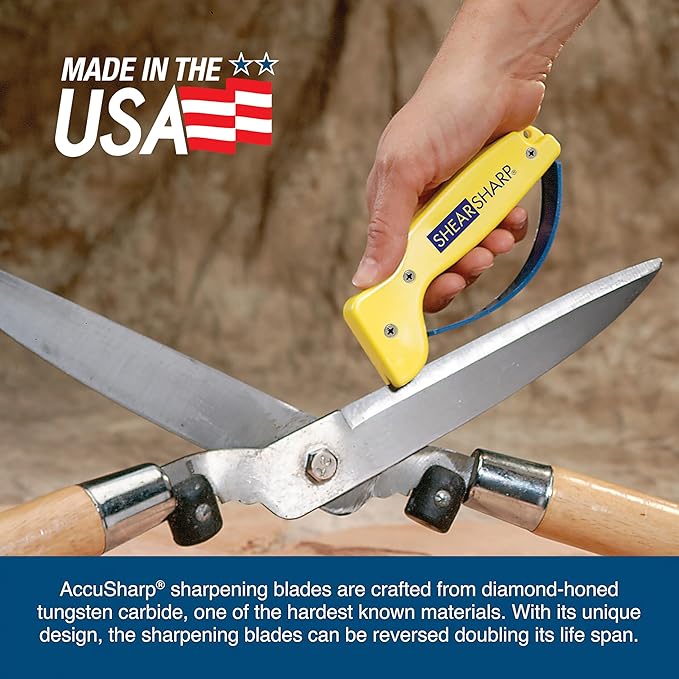 AccuSharp ShearSharp Scissors Sharpener, Diamond-Honed Tungsten Carbide Blade Sharpening Tool for Scissors, Garden Shears, Kitchen Shears, Hedge Clippers, Yellow