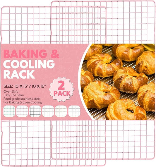 2 PCS Cooling Racks for Cooking and Baking, 16x10 Inches Stainless Steel Cooling Rack, Sheet Pan with Wire Rack for Baking Sheet, Bacon Rack Oven Safe Fits Jelly Roll Sheet Pan