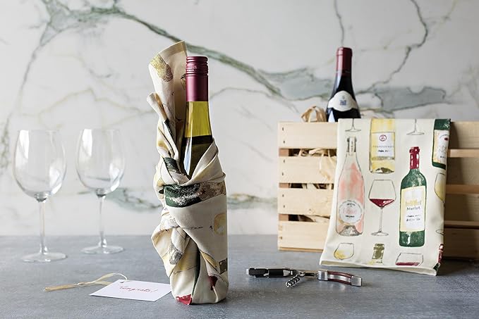 Now Designs Sommelier Printed Kitchen Towel, 18x28 inches