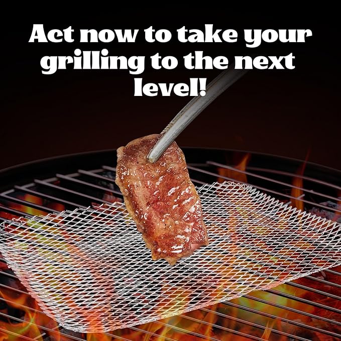 Disposable Grill Topper,16x12 Inch Grill Mesh Mat Disposable Pans,Non-Stick BBQ Aluminum Mats for Outdoor Grills, Easy to Clean (20)