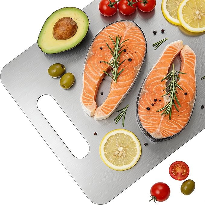 3 Pack Stainless Steel Cutting Board Cutting Boards for Kitchen13x9" 11.8x7.87" 9.4x5.9" Upgrade Double Sided Board, Thick Cutting Board for Home Kitchen Cooking