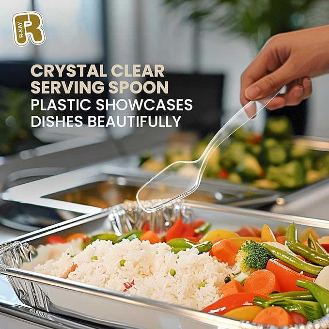24 Pcs Plastic Serving Spoons For Buffet - Clear Plastic Serving Utensils For Hot And Cold Food - Heavy Duty Disposable Serving Utensils For Parties, Holidays And Gatherings (8.5 Inch, 24, Count)
