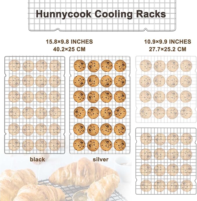 15.8”×9.8” Cooling Rack - 3P Stainless Steel Baking Rack, Oven Safe Cooling Racks for Cooking and Baking, Silver Roasting Rack & Wire Rack & Cookie Cooling Rack for Roasting, Grilling