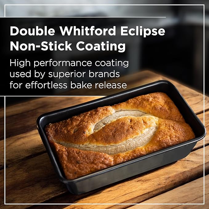 Wrenbury Pro 2lb Loaf Pan Set of 2 - Carbon Steel Large Bread Pan 1kg for Baking Delicious Meatloaf - Air Fryer 2 lb Baking Tray - Twin Pack
