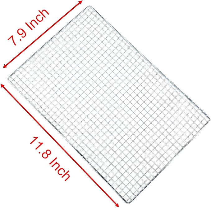 Roasting Racks, 2 Pcs 11.8 Inch x 7.9 Inch Stainless Steel Grill Racks Grid Net for Baking and Cooling of Barbeque in Oven, Party, Dinning and Outdoors (2, 15.7 inch x 9.8 inch)