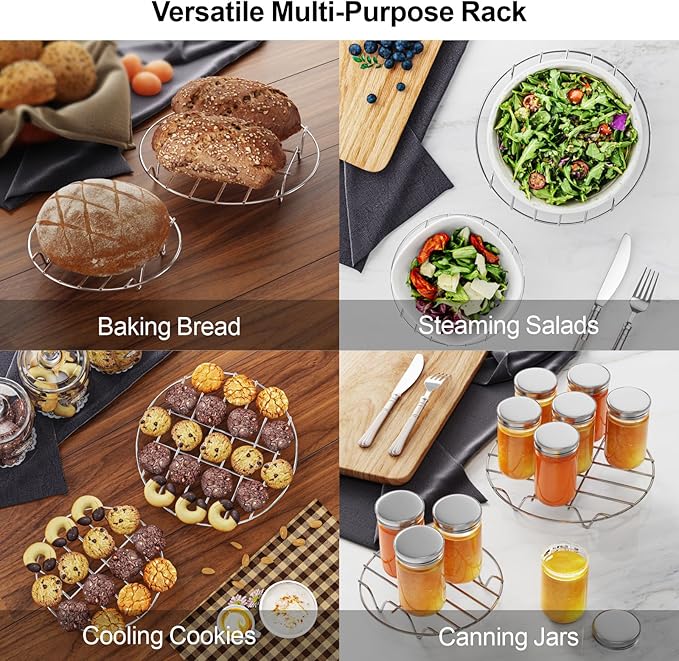 GSlife Steamer Rack 7''+ 9'' - Stainless Steel Canning Rack, Round Cooling Baking Roasting Rack, Trivet for Dutch Oven Air Fryer, Instant Pot Accessories for 3, 6, 8 Qt Pressure Cooker, Set of 2