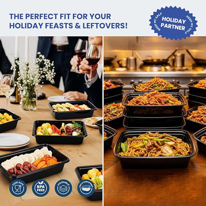 32oz 10 Pack Meal Prep Containers Reusable BPA-Free, Disposable Food Storage Containers with Lids, Leakproof To Go Food Containers, Microwave Freezer Dishwasher Safe