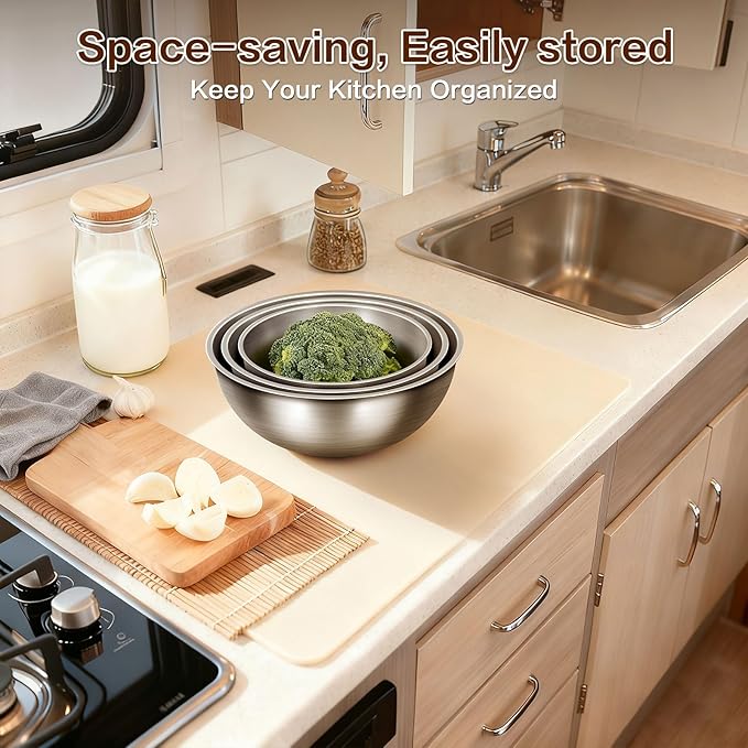 3-Piece Stainless Steel Mixing Bowls Set, 1.45, 2.22 & 3.38 Qt with Measurement Marks, Food Grade 304, Dishwasher Safe & Stackable for Baking, Tossing Salads, and Meal Prep for Your Kitchen