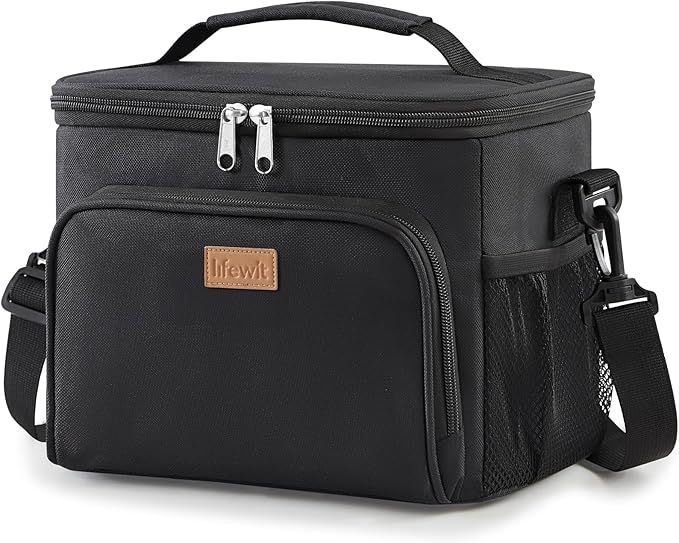 Lifewit Reusable Insulated Lunch Bag, Portable Cooler Freezable Soft Lunchbox Leakproof with Adjustable Shoulder Strap for Men Women Adult for Work Picnic or Travel, 15L 24 Can, Black