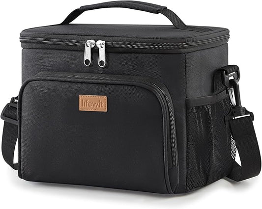Lifewit Reusable Insulated Lunch Bag, Portable Cooler Freezable Soft Lunchbox Leakproof with Adjustable Shoulder Strap for Men Women Adult for Work Picnic or Travel, 15L 24 Can, Black