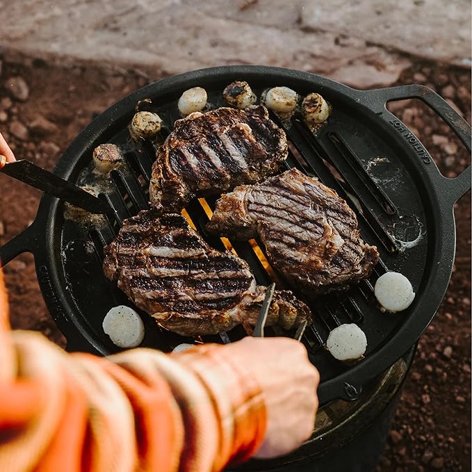 Solo Stove Large Cast Iron Grill Top, Cookware for Bonfire and Yukon fire pit, Fireplace accessory, Cooking surface: 17.75", Weight: 17 lbs