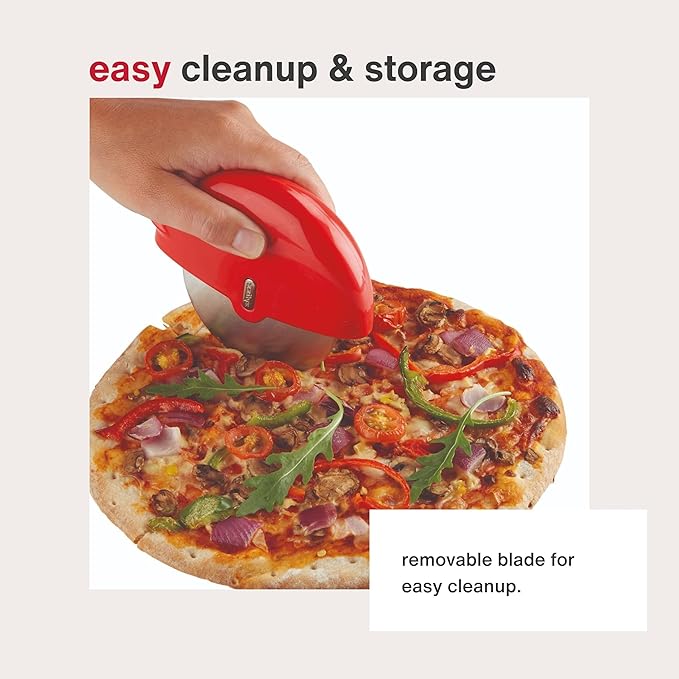 Zyliss Pizza Wheel - Handheld Pizza Cutter with Removable Blade - Plastic Pizza Cutter with Stainless Steel Blade - Kitchen Tool and Gadget for Right- and Left-Handed Use - Dishwasher Safe