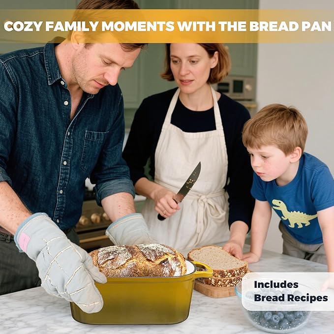 4.6 Quart Dutch Oven for Bread Baking, Combo Oval Enameled Cast Iron Bread Pan with Lid, Sourdough Bread Dutch Oven for a Crispy Crust, Olive