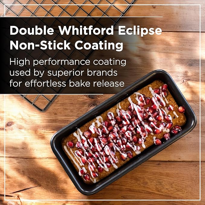 Wrenbury Pro 1lb Bread Loaf Pan 8x4 Set of 2 - Loaf Tins for Baking Non Stick - Toughened Heavy Gauge - Twin Pack - Banana Bread Loaf Pan