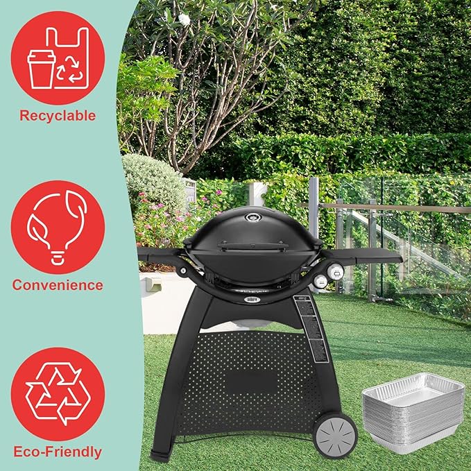 Grill Drip Pan Liner for Ninja OG700 OG701 OG751 Series Woodfire Smoker Accessories,Aluminum Disposable Foil Grease Liners Compatible with Weber Q/Spirit/Genesis Gas Grill,30 Packs