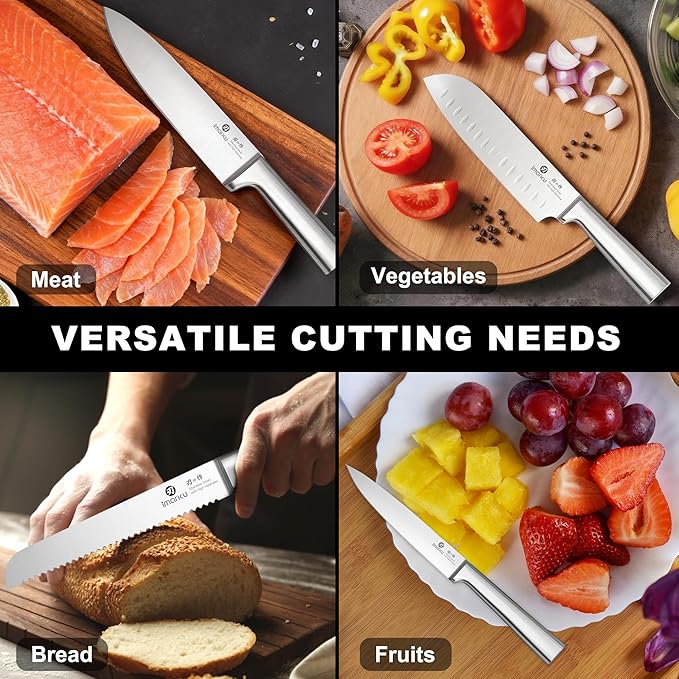 imarku Knife Set - Kitchen Knife Set 15 Pieces Japanese Stainless Steel Knife Block Set with Sharpener - Dishwasher Safe Kitchen's Knives - Ultra Sharp Chef Knife Set for Kitchen