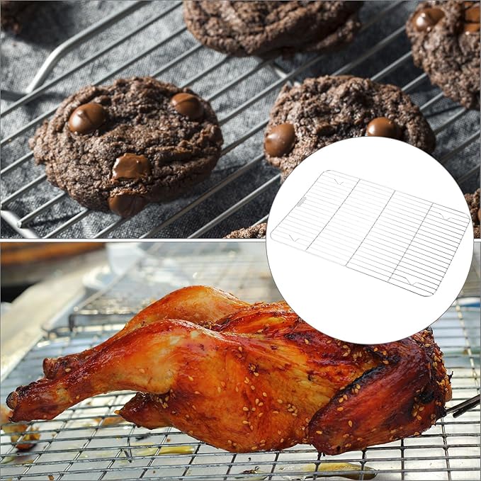 QWORK 304 Stainless Steel Baking Rack for Cooking, 2 Pack 17" x 12" Chef Cooling Rack, Grid Wire Cookie Cooling Racks