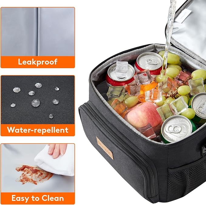 Lifewit Reusable Insulated Lunch Bag, Portable Cooler Freezable Soft Lunchbox Leakproof with Adjustable Shoulder Strap for Men Women Adult for Work Picnic or Travel, 15L 24 Can, Black