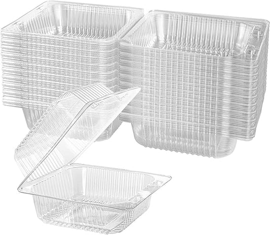 400 Count Clear Plastic Hinged Take Out Containers Clamshell Takeout Tray Food Clamshell Containers Outside Diameter for Dessert, Snacksetc, Cakes Slice, Cookies, Salads
