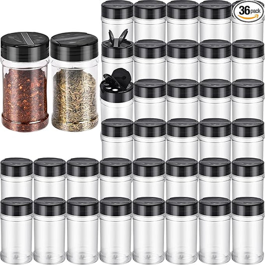 36pcs 5.5oz plastic spice jars with shaker lids, plastic spice jars,seasoning bottles,Used to store seasoning powder.