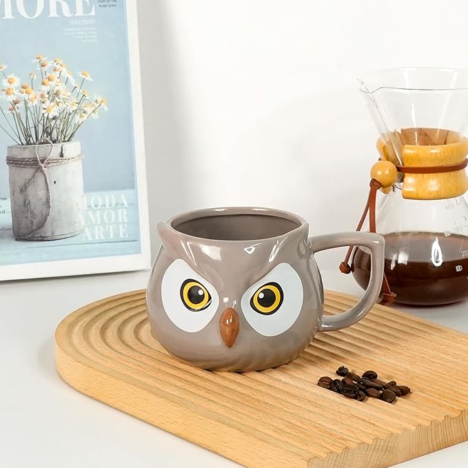 Owl Mug - Ceramic Coffee Cup for Women, 3D Funny Coffee Mug, Christmas Birthday Owl Gifts for Women Man Kids 14oz
