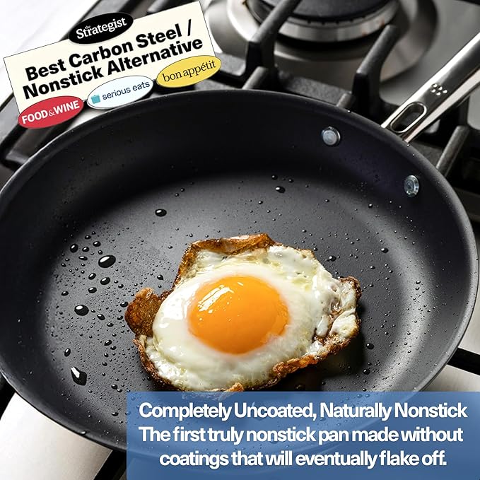 Misen Carbon Nonstick™ Skillet - Ultra-Durable Nitrided Surface - Easy Relase With No Coating to Chip or Peel, PFOA- & Chemical-Free - High-Heat Cooking, Even-Heating, Induction Ready, 10 Inch