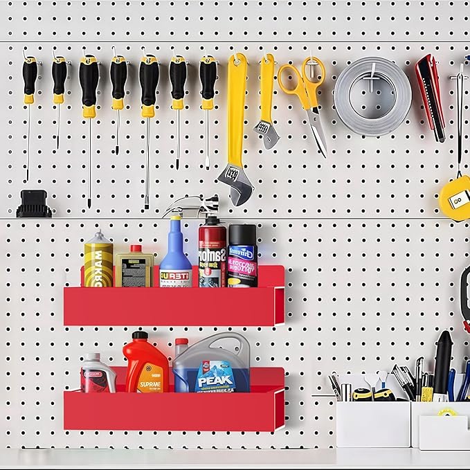 Magnetic Spice Rack Organizer for Fridge Seasoning Organizer for Kitchen storage with Screw Magnetic Shelf with Hook for Refrigerator and Oven (6pack-Red)