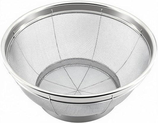Fine Mesh Strainer for Kitchen, 4 Quart Stainless Steel Colander Bowl for Pasta, Rice, Fruit, Metal Net Baskets with Resting Base - Strain, Drain, Rinse