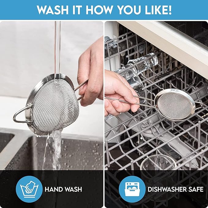 Fine Mesh Strainer - 3.3 Inch Conical Sieve - Tea Strainers for Loose Tea, Coffee Strainer, Food Strainer, Juice Strainer, and Much More!