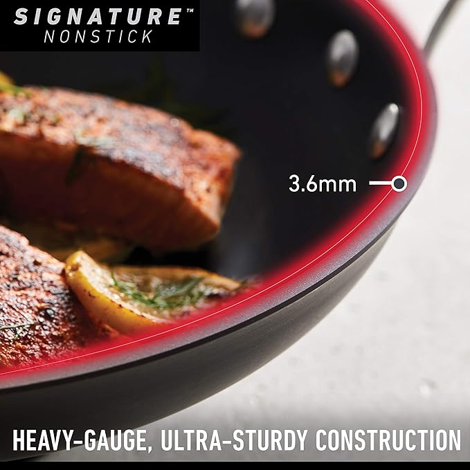 Calphalon Signature Hard-Anodized Nonstick Wok, 12", Flat-Bottom, Oven-Safe, PFOA-Free, Black