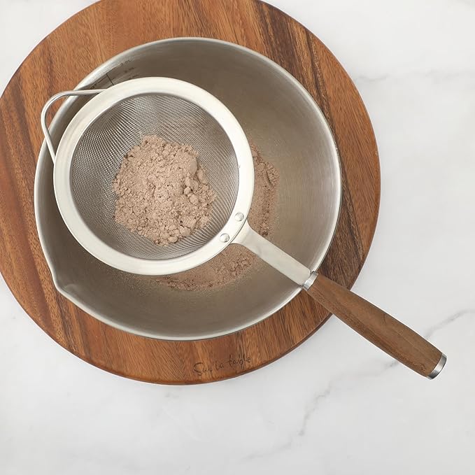 Sur La Table Kitchen Essential Walnut & Co. Stainless Steel W/Walnut Handle 5.5 Inch Mesh Strainer and Sifter