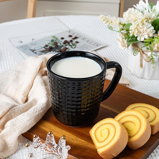Large Coffee Mug, 20 oz Ceramic Coffee Cup with Handle, Porcelain Big Tea Cup for Office and Home for Latte Cocoa, Dishwasher & Microwave Safe, 1PC, Black