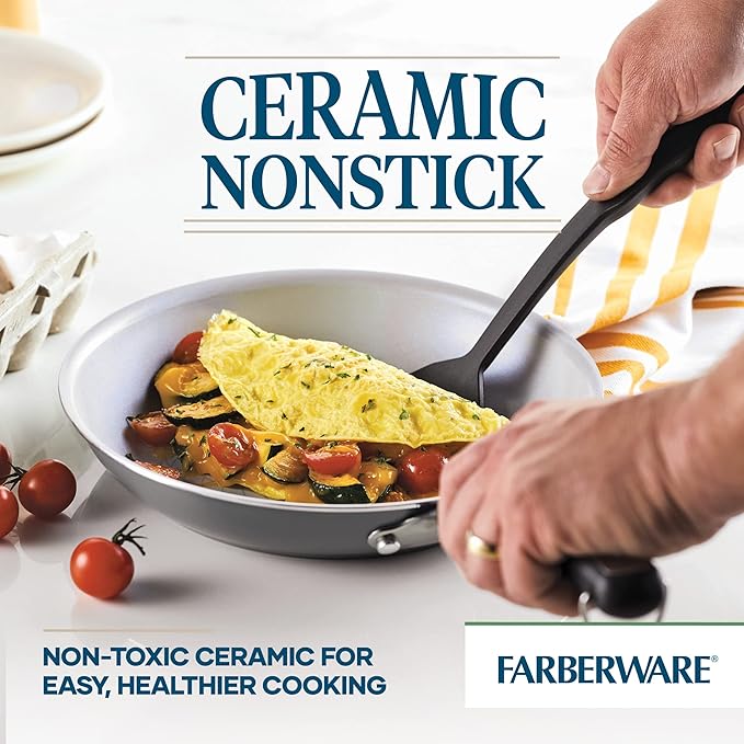 Farberware EcoAdvantage Ceramic Nonstick Frying Pan/Skillet, 10 Inch, Gray