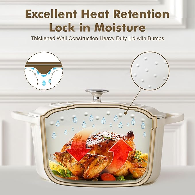 SENSARTE Enameled Cast Iron Dutch Oven Pot with Lid 3.5 Quart Heavy-Duty Round Dual Handles Kitchen Pot with Cotton Potholders & Silicone Trivet, Pot for Bread Baking, Stews, Braising, Roasting, Oven Safe up to 500°F, White