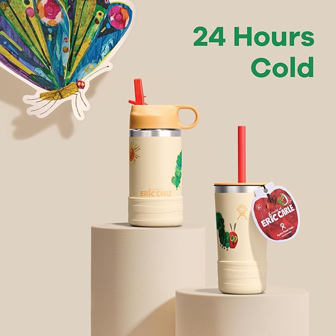 Hydro Flask Kids 12 Oz Tumbler with Lid and Straw for School - Insulated Stainless Steel World of Eric Carle™ Fruit