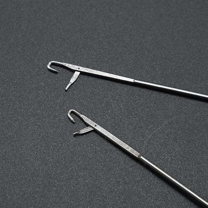 2 PCS Loop Turner Hook with Latch, 10.4" & 7" Stainless Steel Sewing Loop Turner Hook with Latch, Sewing Accessories and Tools, DIY Knitting Accessories, Sewing Concepts