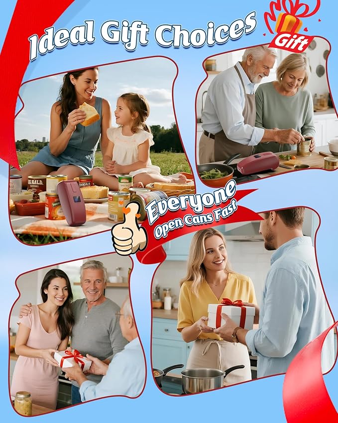 HuiJuKeJi Automatic Electric Can Opener, One-Touch Rechargeable LED Can Opener Electric for Smooth Edge Safe Opening, Fits All Cans, Hands-Free Operation, Ideal for Seniors Arthritis Kitchen Gadget