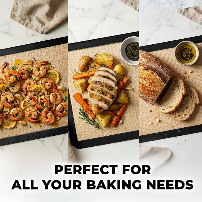 Zulay Kitchen Silicone Baking Mat Sheet Set - Reusable Baking Mat Nonstick - Half Sheet Baking Mat For Oven (Black, 1 Pack)