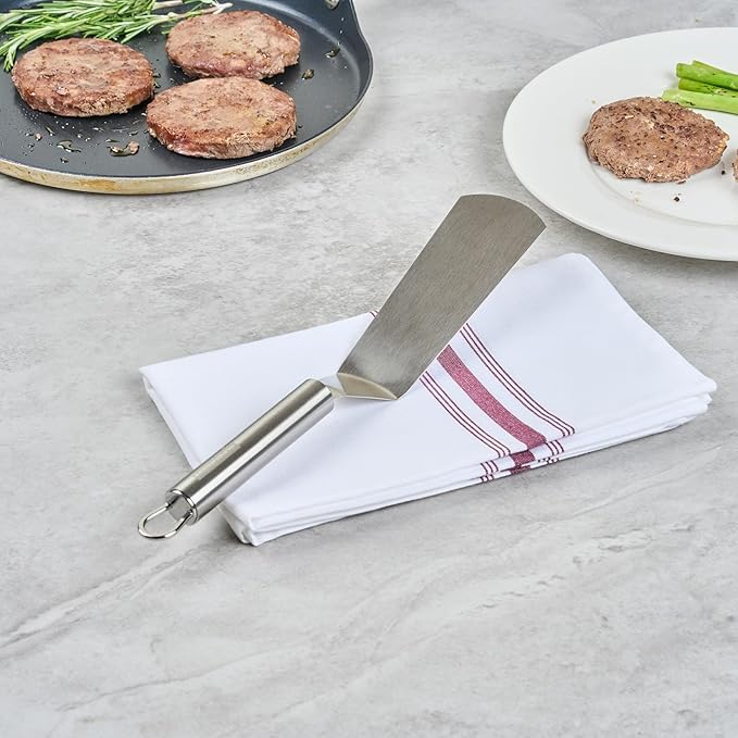 Restaurantware 11" Stainless Steel Turner - 24 Pack - German Standard Kitchen Spatula with Ergonomic Handle, Heat-Resistant - Heavy-Duty Steel Spatula for Flipping Burgers, Eggs, Meat