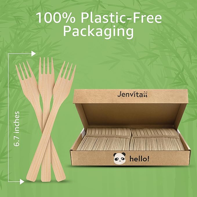 100% Bamboo Forks Set - Compostable Utensils Bulk (3000 Eco Friendly Forks) | Bamboo Cutlery Disposable or Reusable | Compostable FSC Certified Flatware for Weddings, Camping, Parties