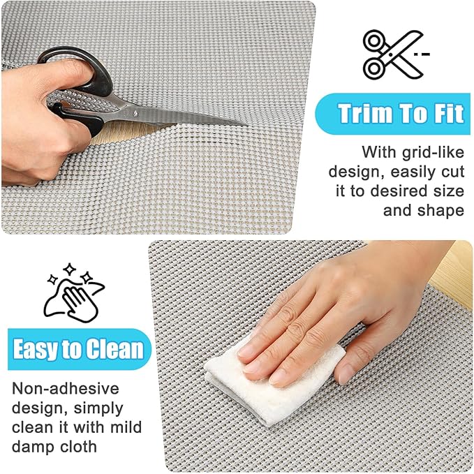 Songrey Non-Adhesive Drawer and Shelf Liner, Non Slip Cabinet Liners, Protect Kitchen Cupboard, Bathroom Drawers, Breathable, Thick Strong Grip mat (12IN x 10FT, Light Gray)