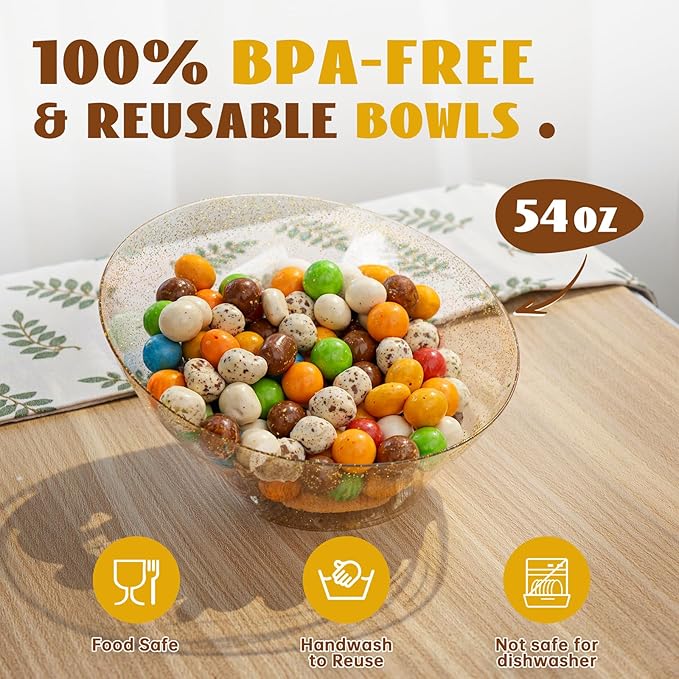 Liacere 16 Pack Gold Plastic Serving Bowls - 20 OZ Angled Party Table Salad and Fruit Bowls Disposable for Chip & Candy, Ideal for Wedding＆ New Year