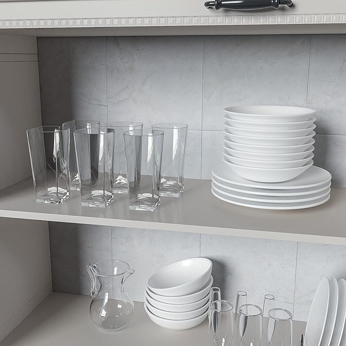 Top-spring 20-Ounce Reusable Plastic Water Tumbler, Clear Shatterproof Drinking Glasses, BPA Free, Set of 6 (20 Oz, Clear)