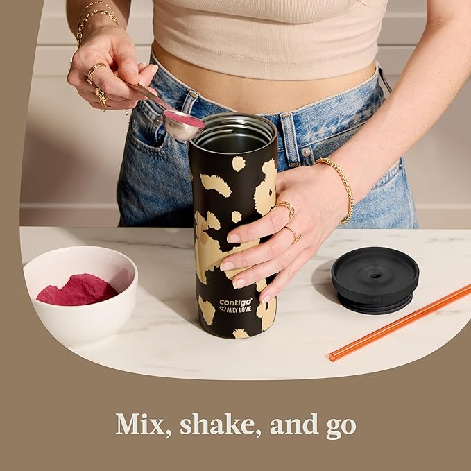 Contigo x Ally Love Streeterville Stainless Steel Tumbler with Straw, Easy Clean Lid, Leak Proof, BPA Free, 24oz, Licorice